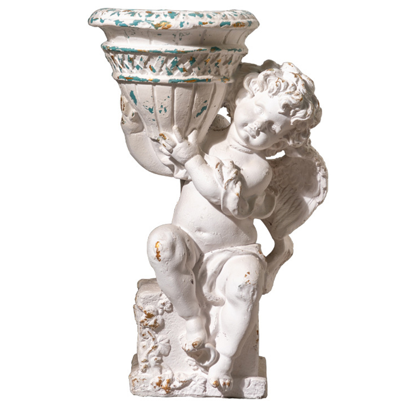 Кашпо Angel with Flowerpot Provence Белый Бирюзовый Золотой Кашпо Angel with Flowerpot Provence Белый Бирюзовый Золотой в Орле | Loft Concept