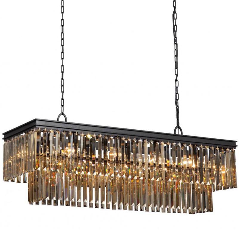 Люстра Odeon Amber Glass Rectangular Chandelier Black iron Янтарное стекло длина 120 Черный матовый Люстра Odeon Amber Glass Rectangular Chandelier Black iron Янтарное стекло длина 120 Черный матовый в Орле | Loft Concept