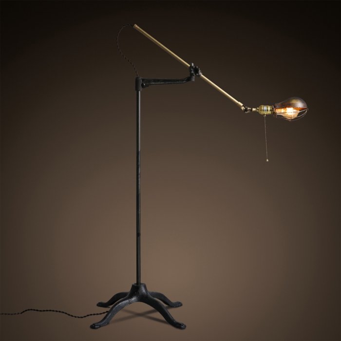 Напольный светильник Steampunk Extension Pole Floor Латунь Черный в Орле | Loft Concept 
