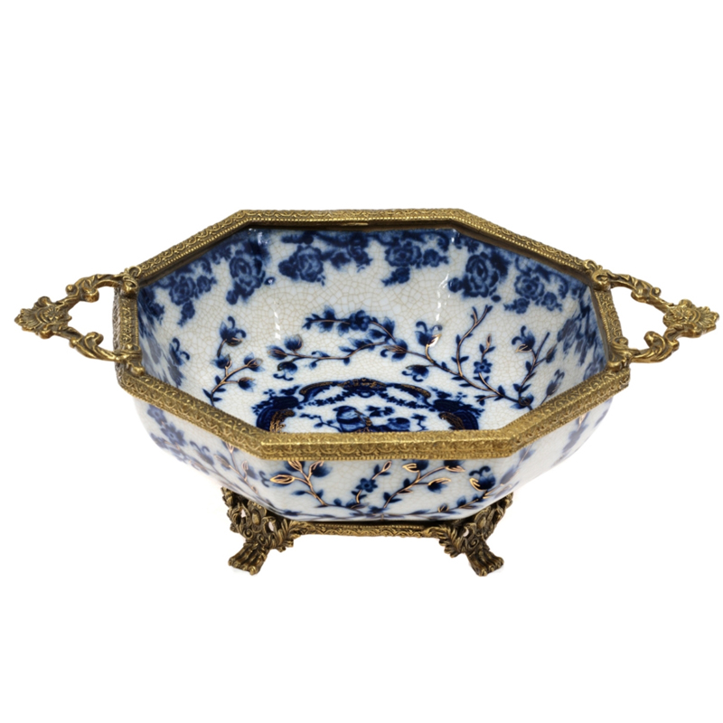 Чаша Bronze Edging Bowl Синий Белый Бронза Чаша Bronze Edging Bowl Синий Белый Бронза в Орле | Loft Concept