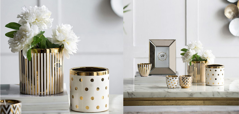 Ваза Gold & White Stripes Ваза Gold & White Stripes - Loft-Concept в Орле