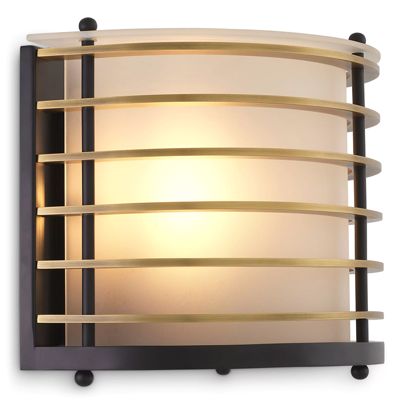 Бра Eichholtz Wall Lamp Logan Черный Латунь Белое матовое стекло Бра Eichholtz Wall Lamp Logan Черный Латунь Белое матовое стекло в Орле | Loft Concept