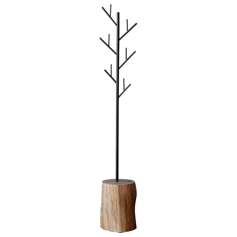 Вешалка Metal Branches and Stump Floor Hanger Black Черный Светлый дуб в Орле | Loft Concept 