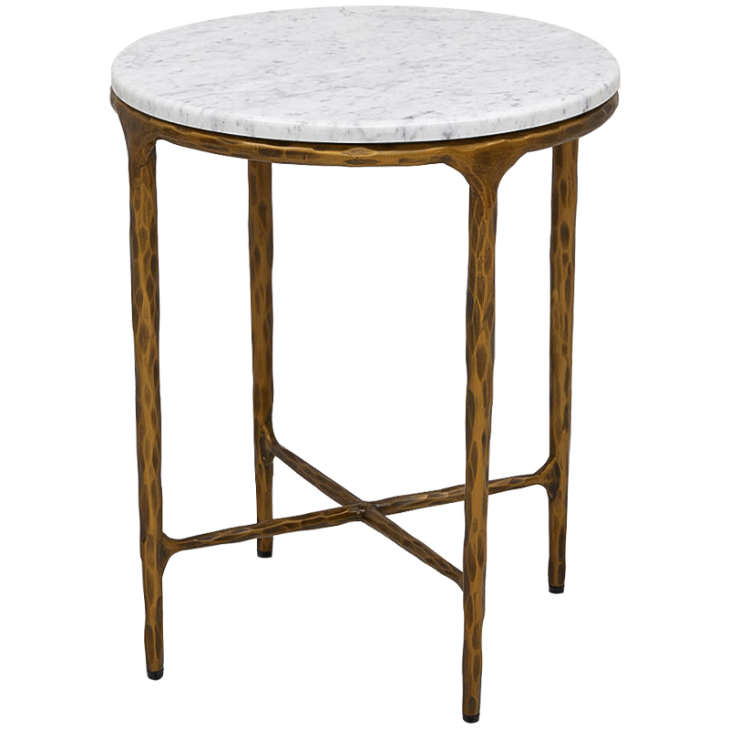 Приставной стол круглый с мраморной столешницей Randy Marble Round Coffee Table Белый Мрамор Bianco Золотой Приставной стол круглый с мраморной столешницей Randy Marble Round Coffee Table Белый Мрамор Bianco Золотой в Орле | Loft Concept