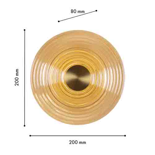 Бра с рельефным круглым плафоном янтарного цвета Savio Glass Disc Light в Орле