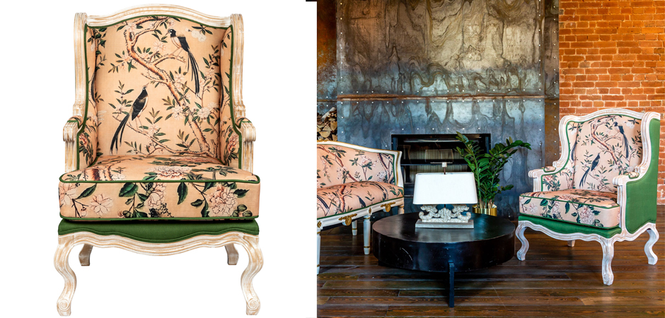 Кресло Beige and Green Chinoiserie Armchair Кресло Beige and Green Chinoiserie Armchair - Loft-Concept в Орле