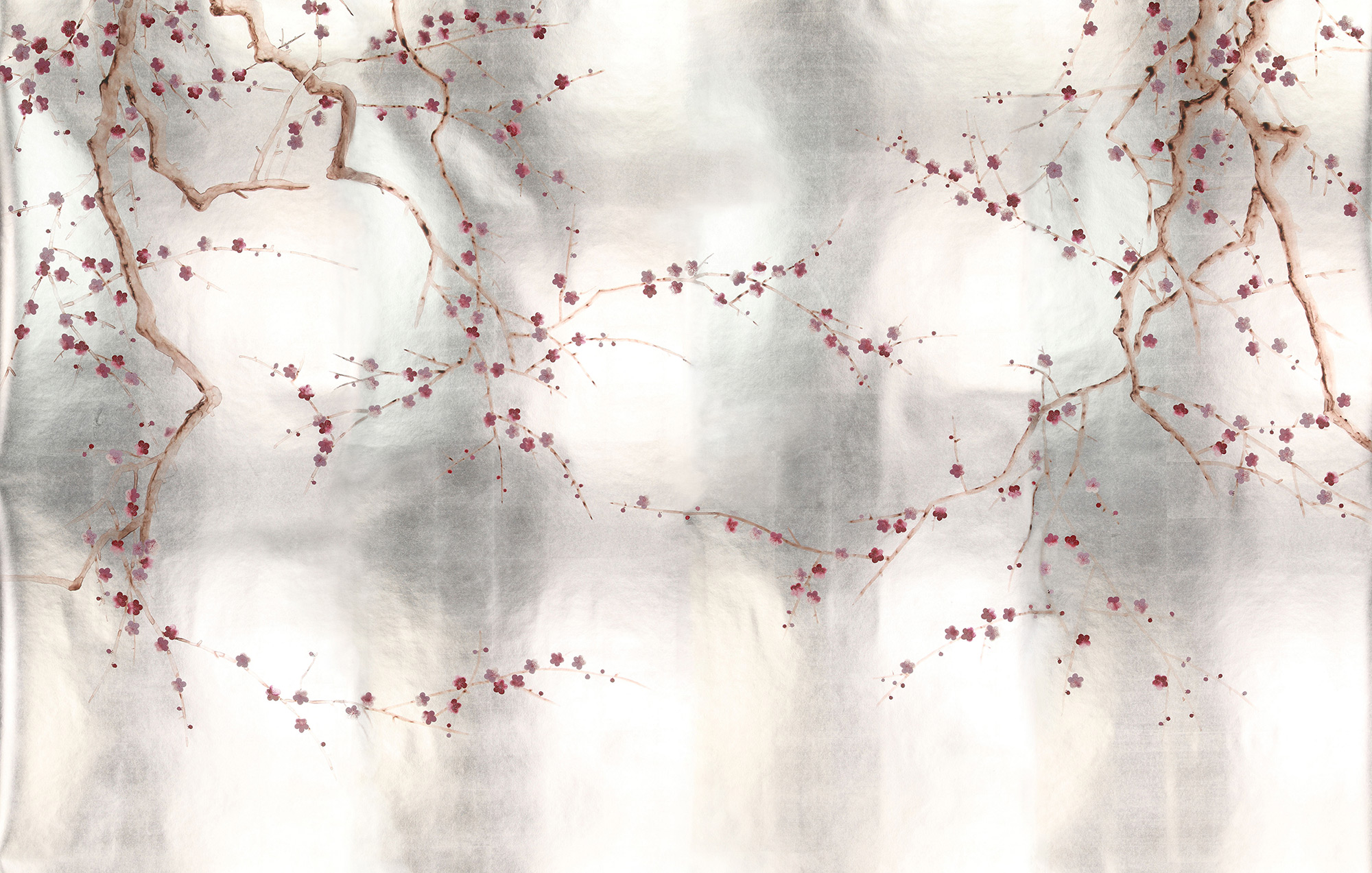 Обои ручная роспись Plum Blossom Blossom on Tarnished Silver gilded paper Обои ручная роспись Plum Blossom Blossom on Tarnished Silver gilded paper - постер Loft-Concept в Орле