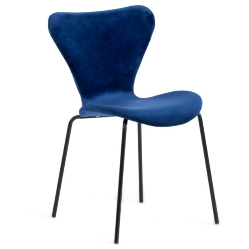 Стул Julissa Blue Chair флок Синий Черный в Орле | Loft Concept 