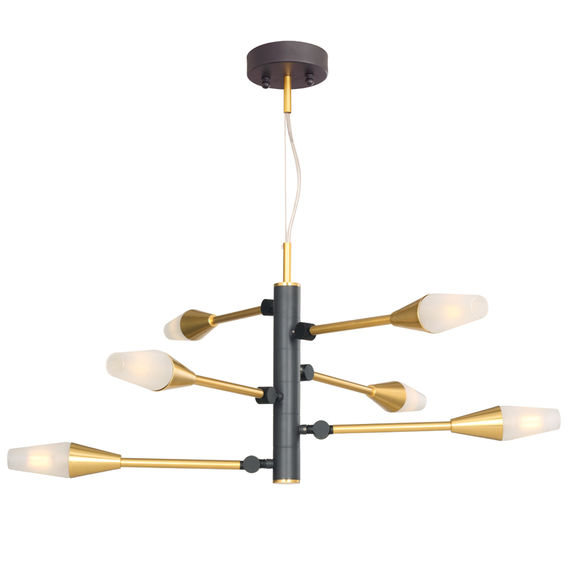 Люстра Paulette Chandelier Латунь Серый Белое матовое стекло Люстра Paulette Chandelier Латунь Серый Белое матовое стекло в Орле | Loft Concept