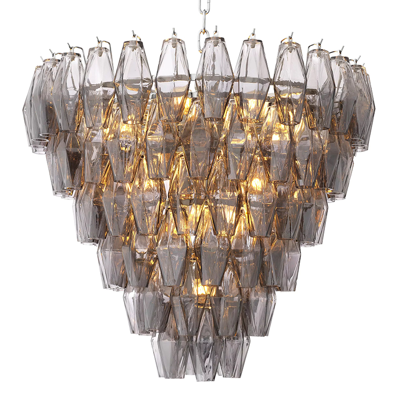 Люстра Eichholtz Chandelier Benini S Никель Стекло Смок в Орле | Loft Concept 