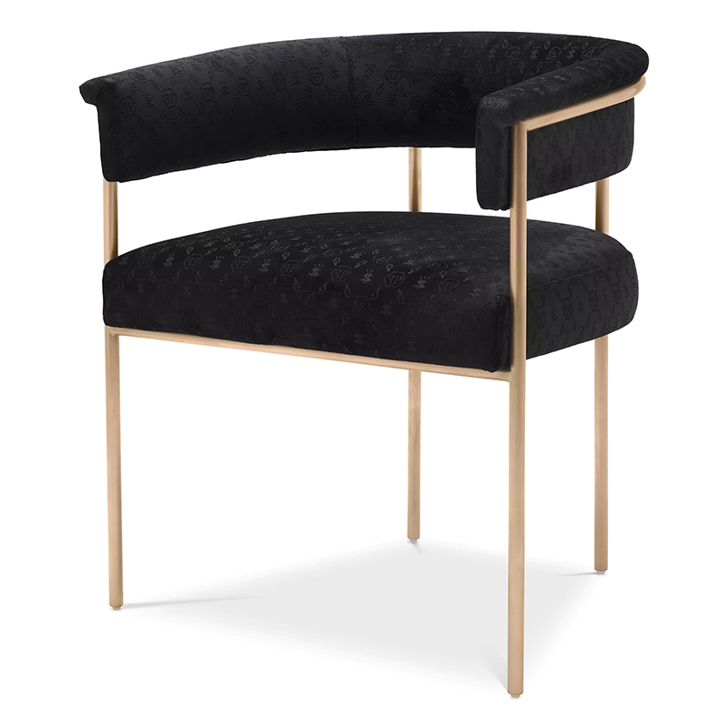 Стул Philipp Plein Dining Chair Monogram Чёрный Черный Золотой Стул Philipp Plein Dining Chair Monogram Чёрный Черный Золотой в Орле | Loft Concept