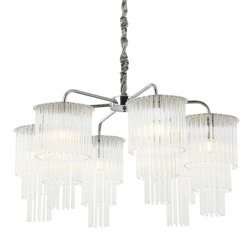 Люстра Harrison Chandelier chrome 6 lamp Хром Прозрачный Люстра Harrison Chandelier chrome 6 lamp Хром Прозрачный в Орле | Loft Concept