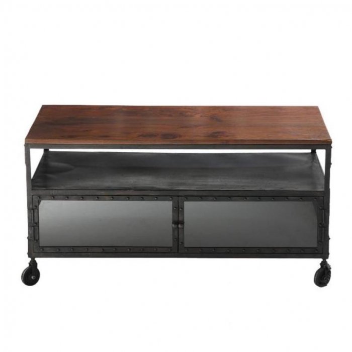 Тумба в стиле Индастриал на колёсах Industrial Bar Oak Chest mini Черный Тумба в стиле Индастриал на колёсах Industrial Bar Oak Chest mini Черный в Орле | Loft Concept