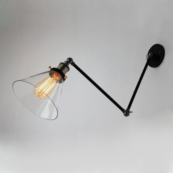 Бра Gloce Cone Shade Loft Industrial Glass Черный Бра Gloce Cone Shade Loft Industrial Glass Черный в Орле | Loft Concept
