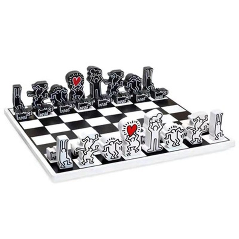 Деревянный шахматный набор Keith Haring Chess Set Белый Черный Красный Деревянный шахматный набор Keith Haring Chess Set Белый Черный Красный в Орле | Loft Concept