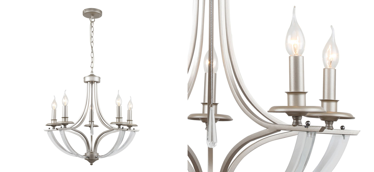 Люстра серебряного цвета Old Castle 5 Ламп - фото