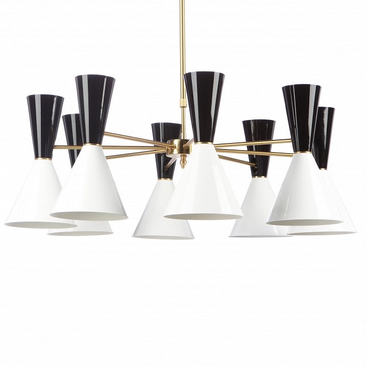 Люстра CAIRO Chandelier 8 Arm black and white Черный Белый Латунь в Орле | Loft Concept 
