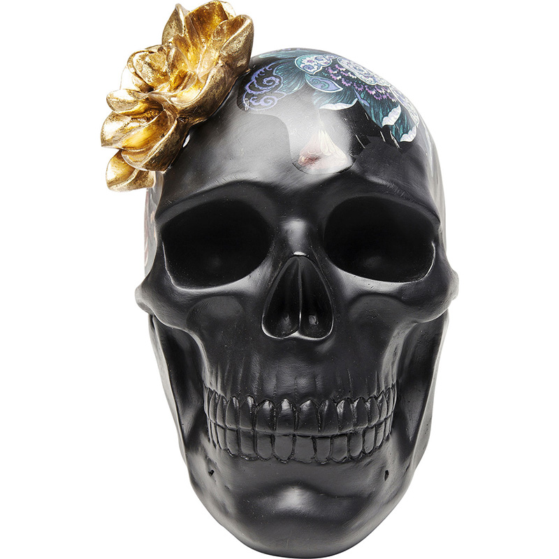 Статуэтка Skull with flowers Черный в Орле | Loft Concept 