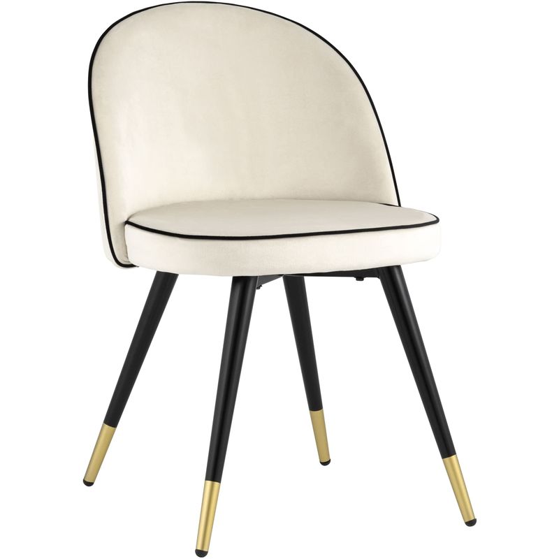 Стул Cooper Chair LUX Молочный Велюр с Черным кантом Молочный Черный в Орле | Loft Concept 