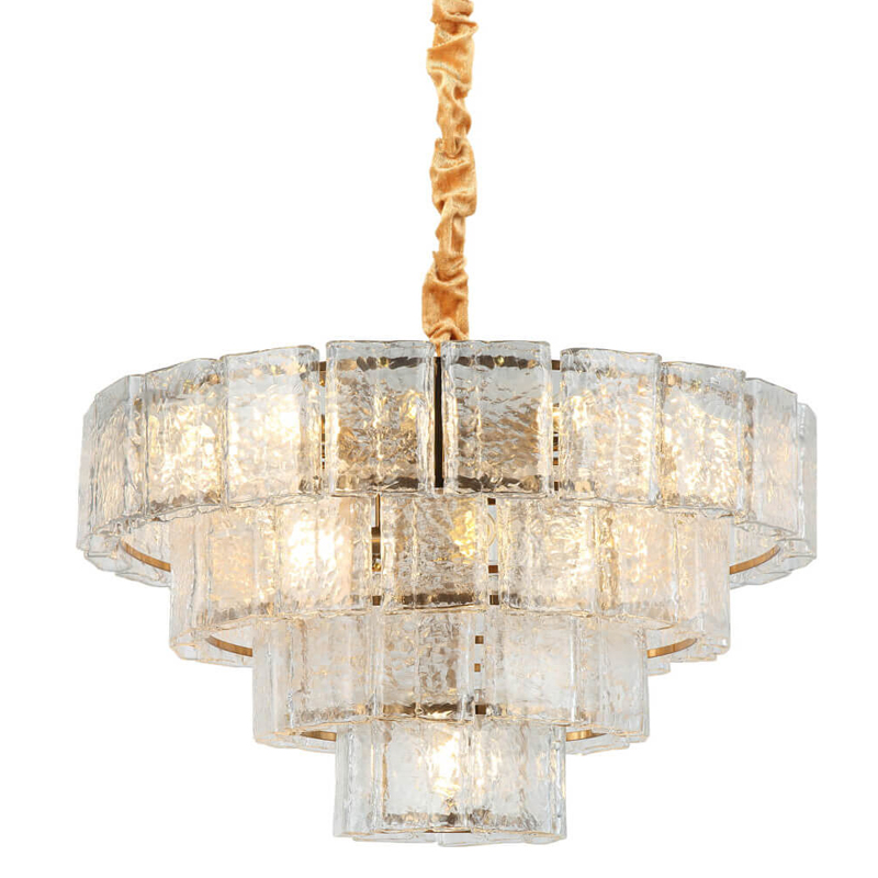Люстра многоярусная Textured Glass Chandelier D80 Прозрачное Стекло Бронза Люстра многоярусная Textured Glass Chandelier D80 Прозрачное Стекло Бронза в Орле | Loft Concept