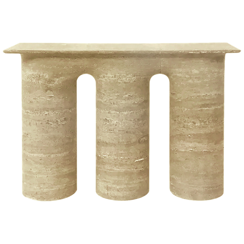 Консоль Three Columns Marble Travertine Console Песочный Коричневый Консоль Three Columns Marble Travertine Console Песочный Коричневый в Орле | Loft Concept