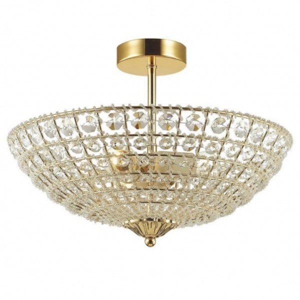Потолочный светильник Casbah Crystal Top Lamp 3 Gold Прозрачный Глянцевое золото Потолочный светильник Casbah Crystal Top Lamp 3 Gold Прозрачный Глянцевое золото в Орле | Loft Concept