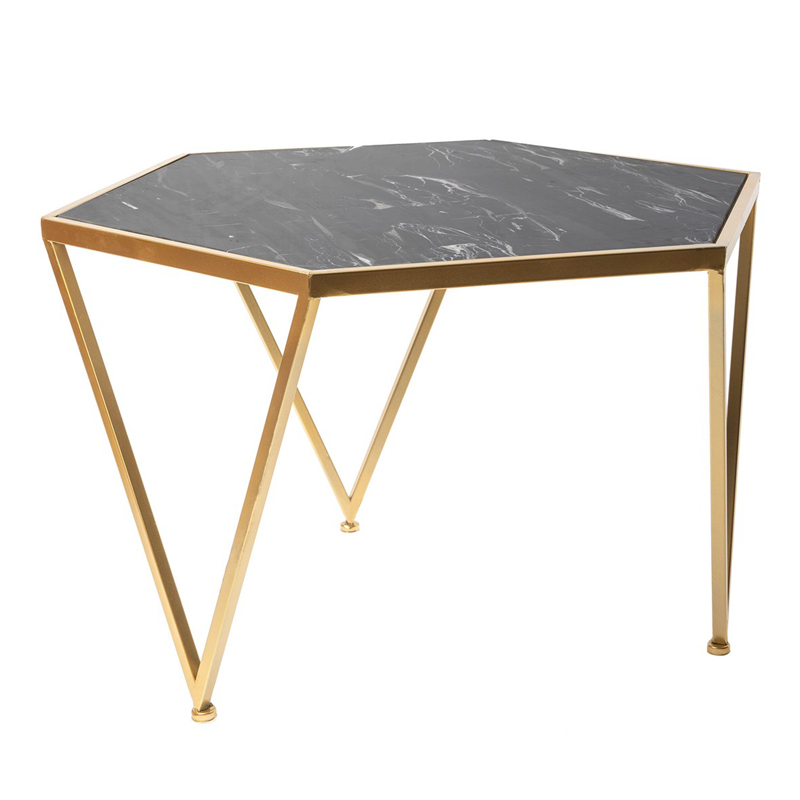 Приставной столик Hexagon Marble Countertop чёрный мрамор Золотой Черный Мрамор Nero Приставной столик Hexagon Marble Countertop чёрный мрамор Золотой Черный Мрамор Nero в Орле | Loft Concept
