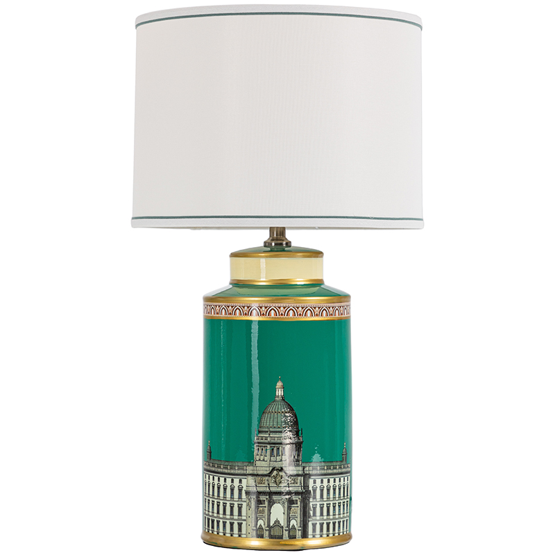 Настольная лампа Old Town Green Lampshade Белый Зеленый Золотой Настольная лампа Old Town Green Lampshade Белый Зеленый Золотой в Орле | Loft Concept