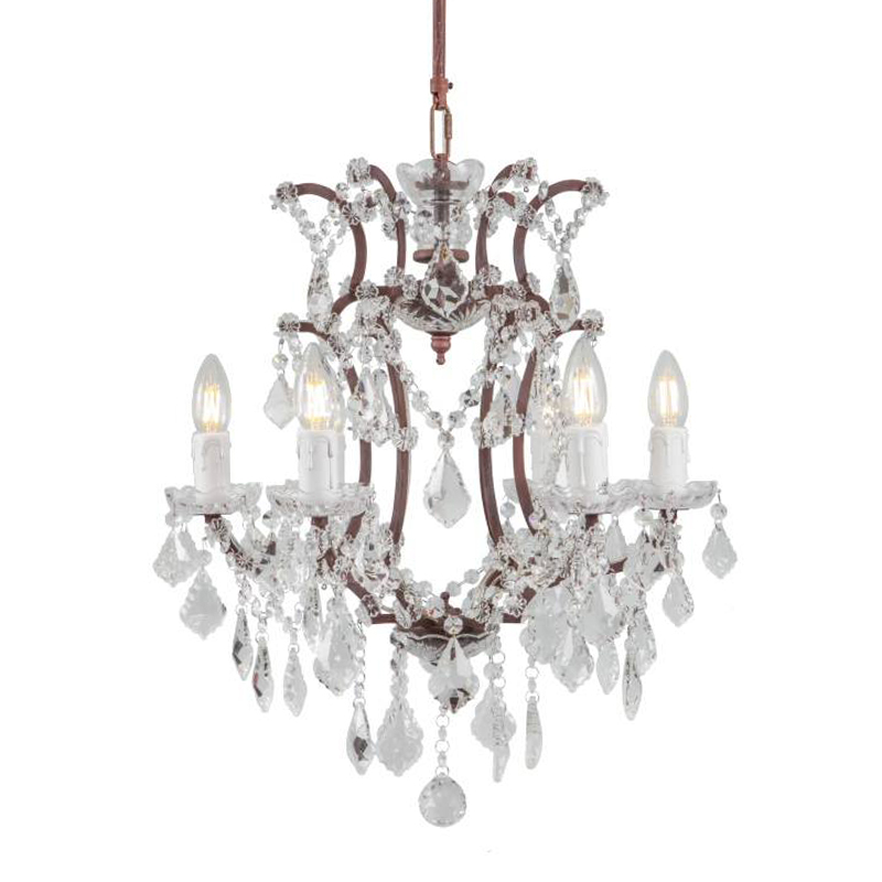 Люстра 19th c. Rococo IRON & CLEAR CRYSTAL Brown Chandelier 6 Коричневый винтаж Прозрачное Стекло в Орле | Loft Concept 
