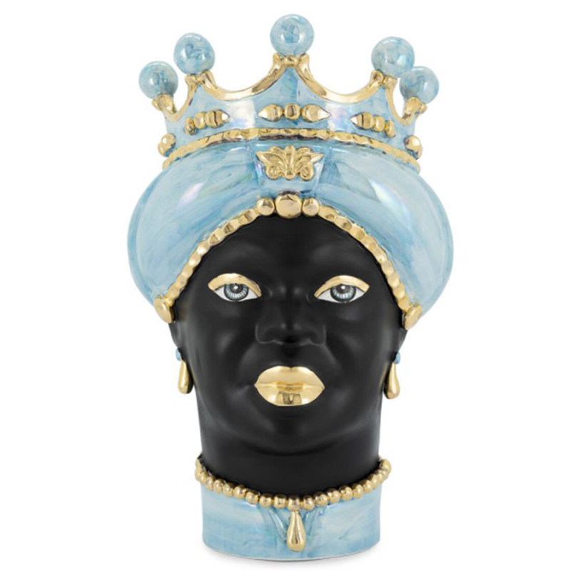 Ваза VASE MORO LADY MED. MOP blue Черный Светло-голубой Золотой в Орле | Loft Concept 