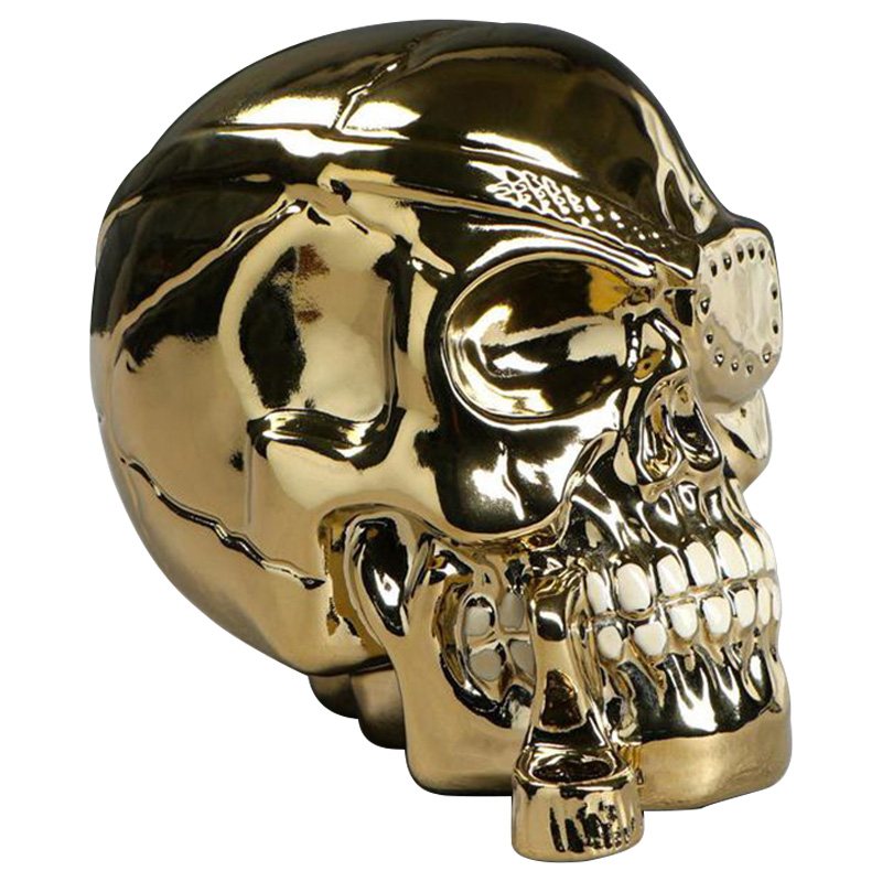 Статуэтка Golden Skull with Pipe Золотой Статуэтка Golden Skull with Pipe Золотой в Орле | Loft Concept