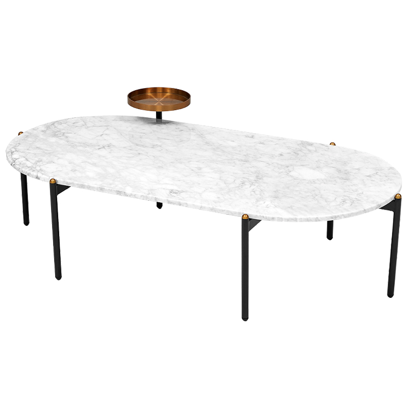 Кофейный стол с белой каменной столешницей Macias Coffee Table White Белый Черный Медь Кофейный стол с белой каменной столешницей Macias Coffee Table White Белый Черный Медь в Орле | Loft Concept