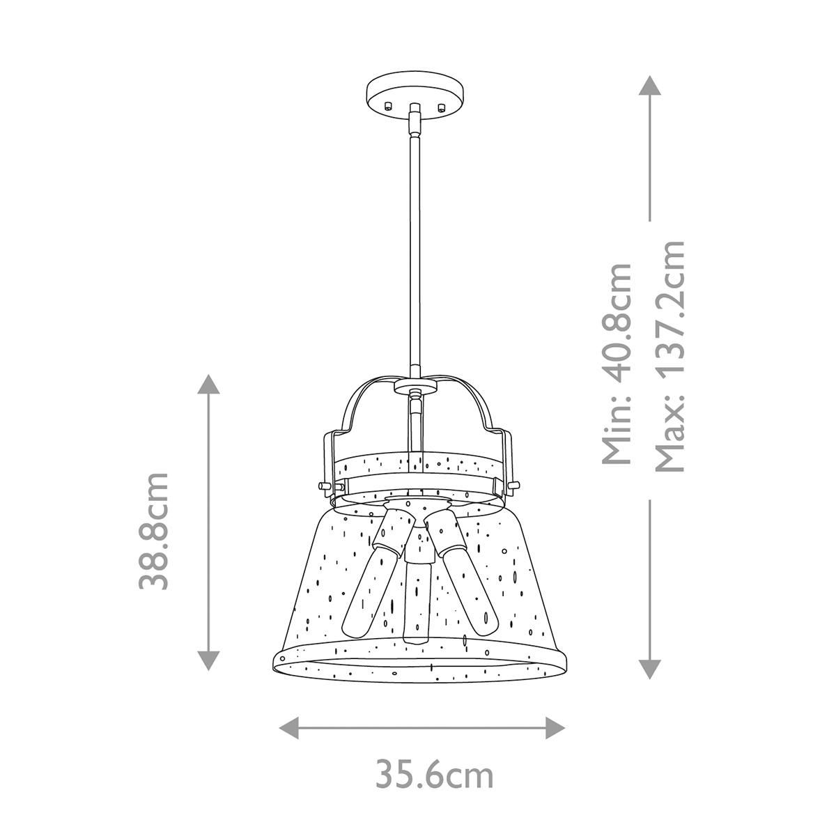Подвесной светильник с прозрачным стеклянным плафоном в форме колокола с эффектом пузырьков и тремя лампами Quoizel в Орле