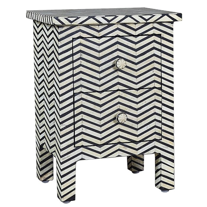 Комод инкрустация костью Inlaid Bone Chevron Mini Белый Черный Комод инкрустация костью Inlaid Bone Chevron Mini Белый Черный в Орле | Loft Concept