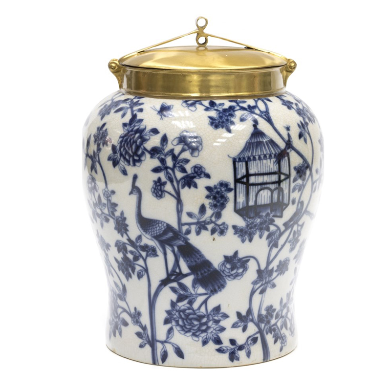 Ваза Blue and Bronze Cover Vase Белый Синий Бронза Ваза Blue and Bronze Cover Vase Белый Синий Бронза в Орле | Loft Concept