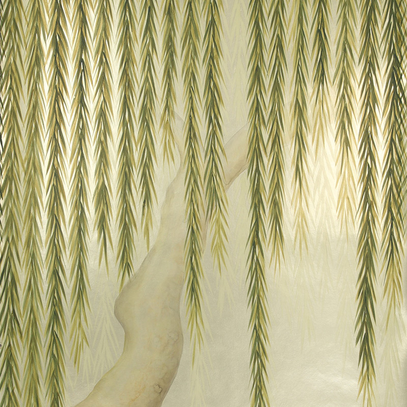 Обои ручная роспись Willow Original colourway on Champagne Gold gilded paper Обои ручная роспись Willow Original colourway on Champagne Gold gilded paper в Орле | Loft Concept