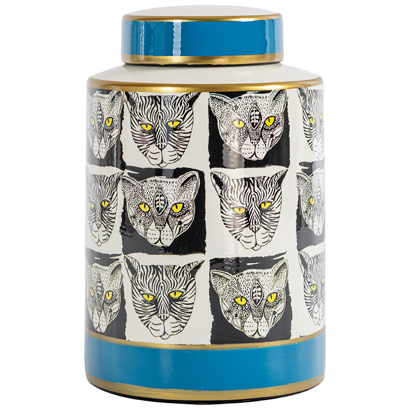 Ваза с крышкой Cats Vase Белый Черно-белый Голубой Золотой Красный Ваза с крышкой Cats Vase Белый Черно-белый Голубой Золотой Красный в Орле | Loft Concept
