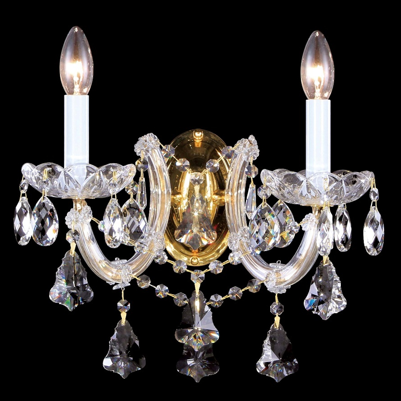 Бра с двумя лампами и хрустальными подвесками в классическом стиле Crystal lamps Золотой Прозрачное Стекло Бра с двумя лампами и хрустальными подвесками в классическом стиле Crystal lamps Золотой Прозрачное Стекло в Орле | Loft Concept