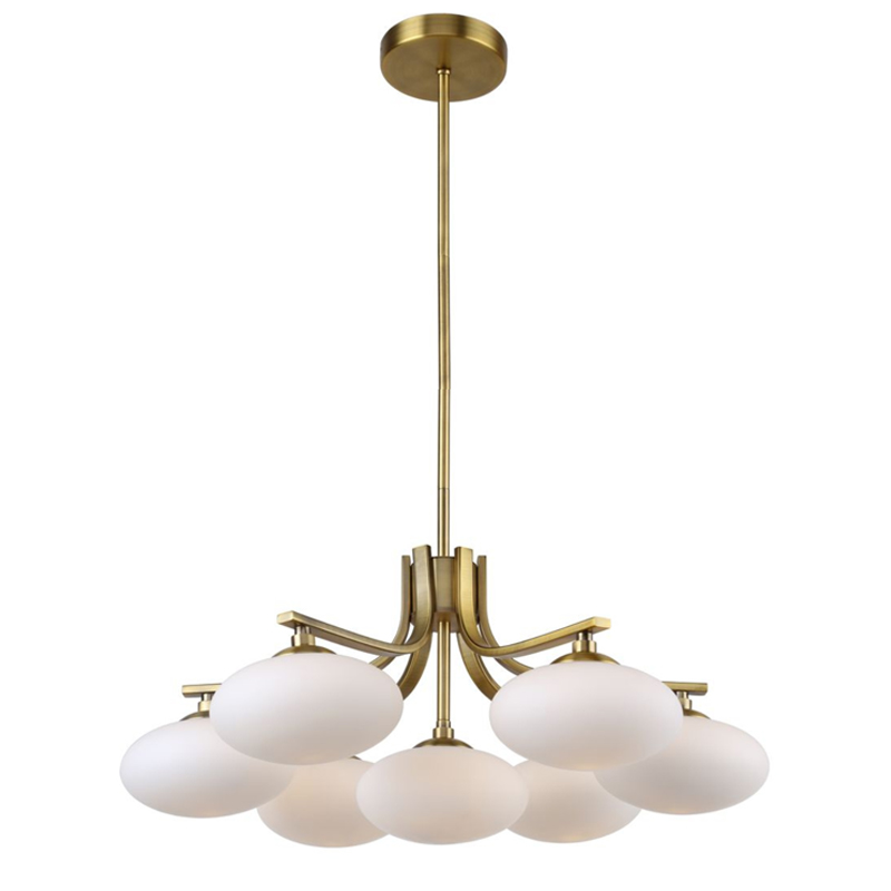 Oval Balls Mushrooms Chandelier 7 Brass Латунь Прозрачный белый в Орле | Loft Concept 