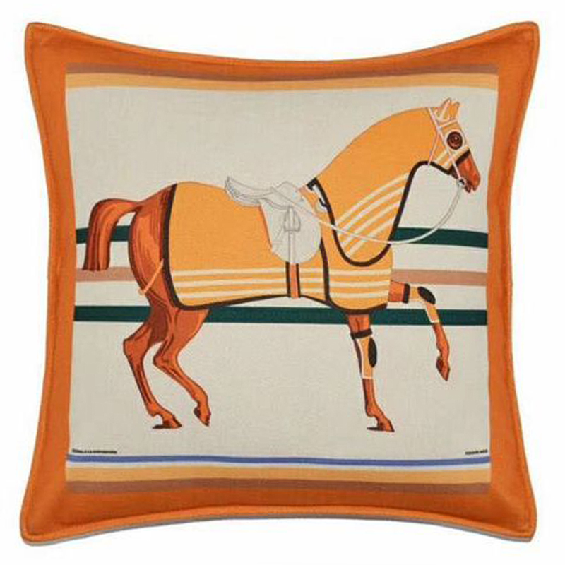 Декоративная подушка Hermes Horse 22 Оранжевый Мульти в Орле | Loft Concept 