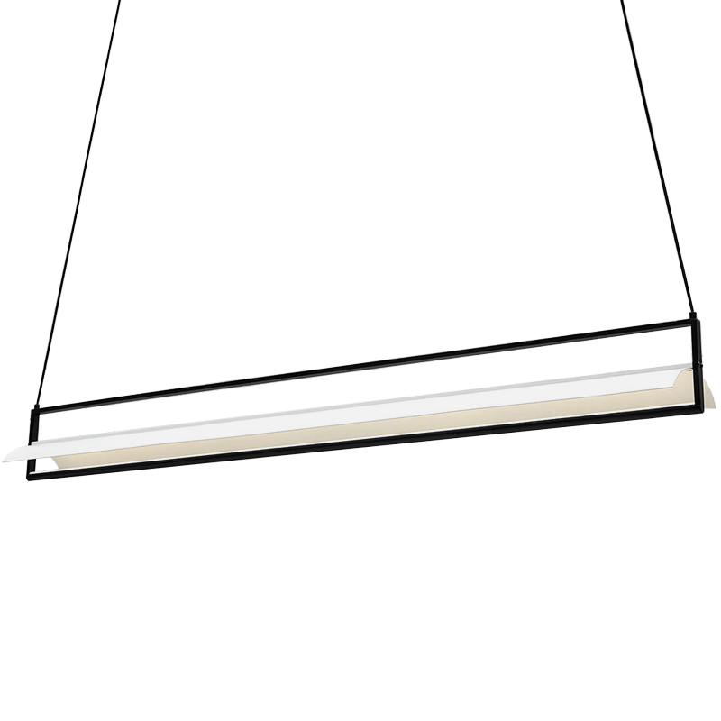 Дизайнерский линейный подвесной светильник CANVAS LINEAR RECTANGULAR HANGING LAMP Черный Белый Дизайнерский линейный подвесной светильник CANVAS LINEAR RECTANGULAR HANGING LAMP Черный Белый в Орле | Loft Concept