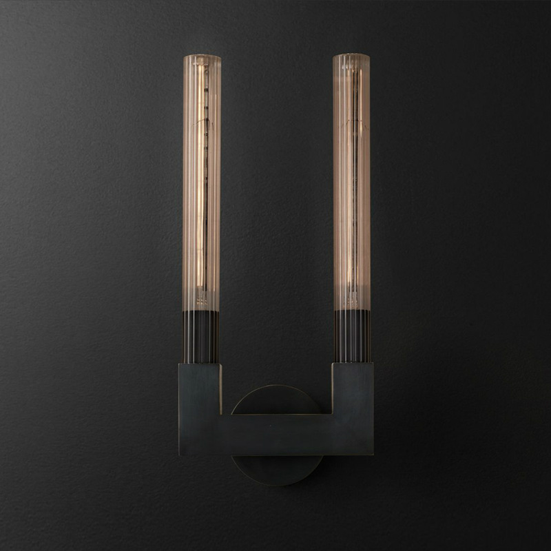 Бра RH CANNELLE wall lamp DOUBLE Sconces Black Черный Прозрачное Стекло Бра RH CANNELLE wall lamp DOUBLE Sconces Black Черный Прозрачное Стекло в Орле | Loft Concept