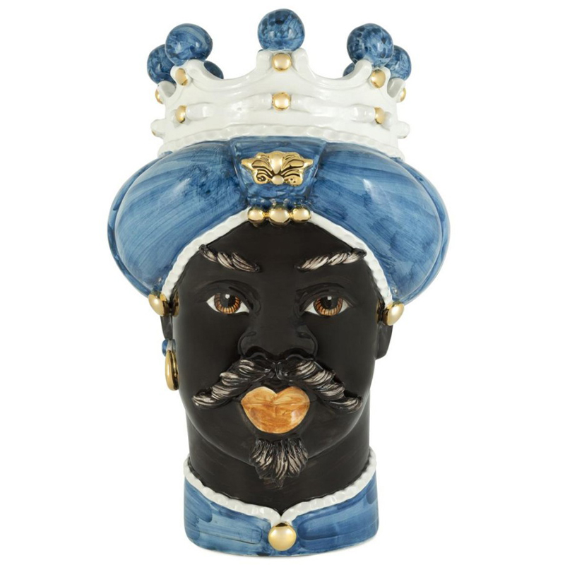 Ваза Vase Moro Man Medium New Blue Синий Черный Белый Золотой Ваза Vase Moro Man Medium New Blue Синий Черный Белый Золотой в Орле | Loft Concept