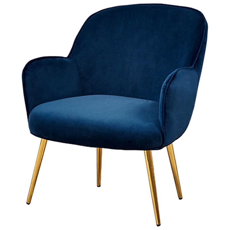 Кресло Waldeck Chair Blue Синий Глянцевое золото в Орле | Loft Concept 