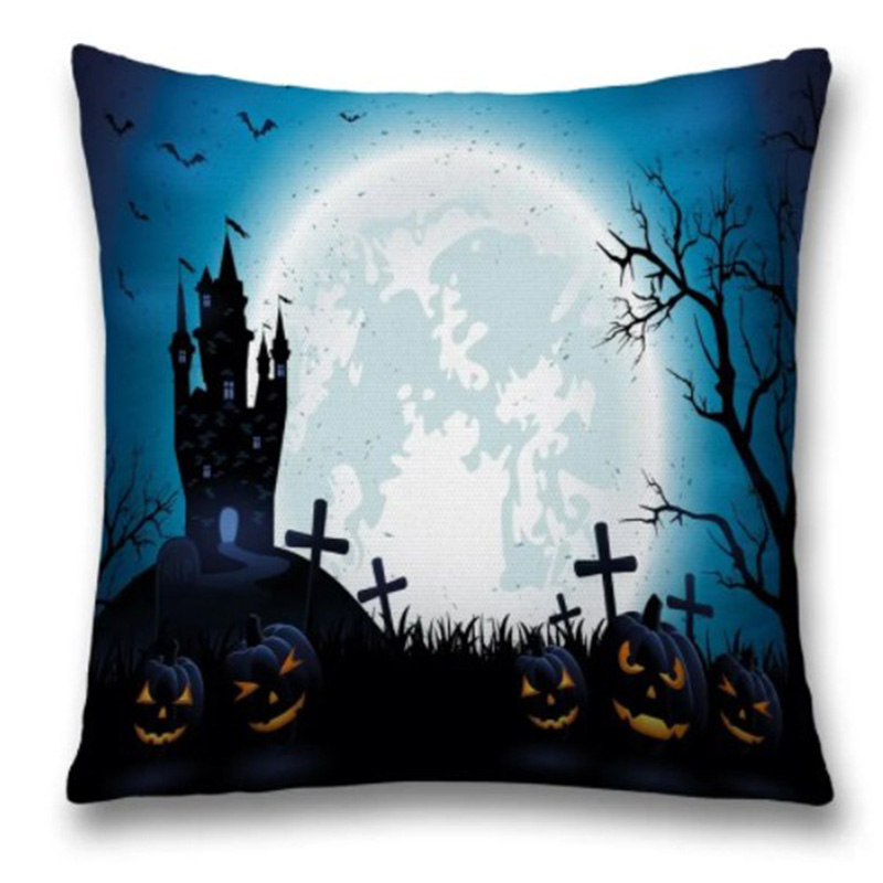 Подушка Halloween Moon Черный Синий Подушка Halloween Moon Черный Синий в Орле | Loft Concept