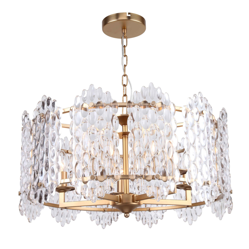 Люстра подвесная Textured Glass Chandelier D61 Прозрачное Стекло Глянцевое золото Люстра подвесная Textured Glass Chandelier D61 Прозрачное Стекло Глянцевое золото в Орле | Loft Concept