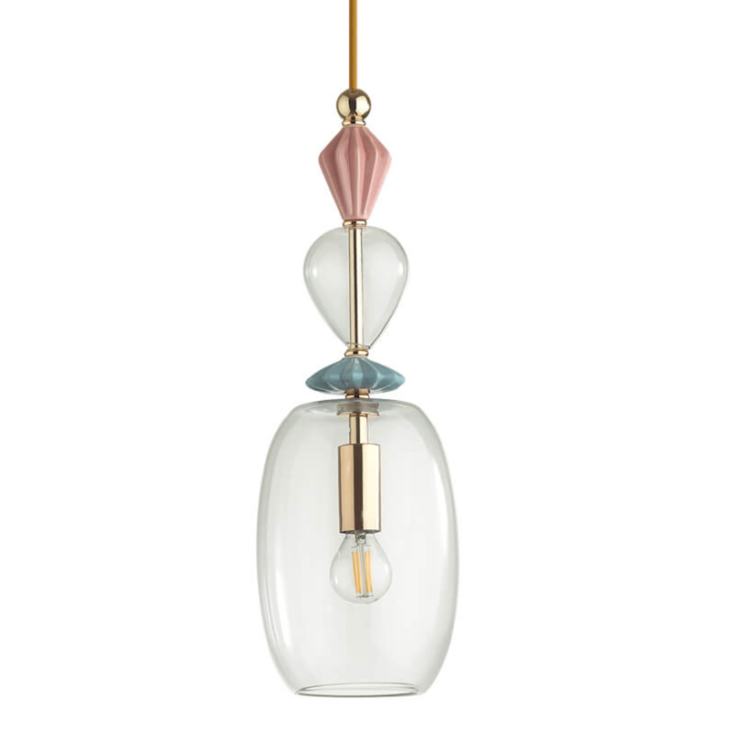 Подвесной светильник Iris Glas hanging lamp candy B Прозрачное Стекло Розовый пастельный Голубой в Орле | Loft Concept 