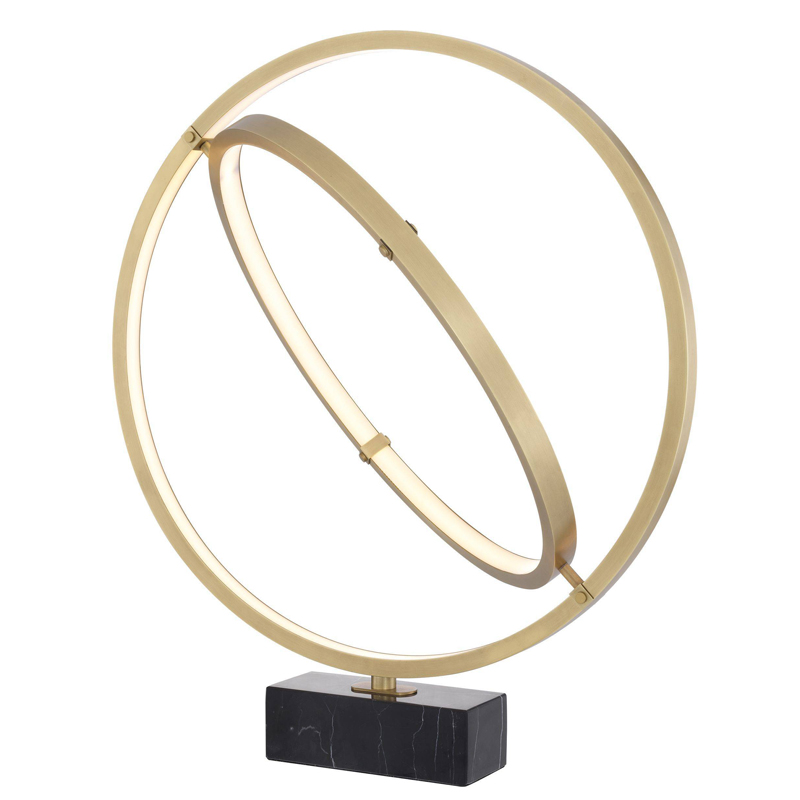 Настольная лампа Eichholtz Table Lamp Cassini Латунь Античная полированная Черный Мрамор Nero в Орле | Loft Concept 