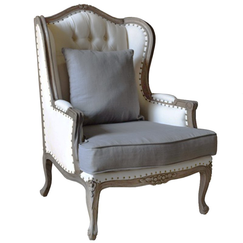 Кресло Villa Grandfather linen ivory ( слоновая кость ) Дерево Темно-Серый Кресло Villa Grandfather linen ivory ( слоновая кость ) Дерево Темно-Серый в Орле | Loft Concept