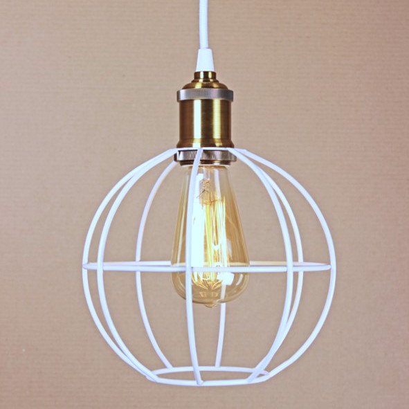 Подвесной светильник Wire Cage Pendant Ball White Белый Подвесной светильник Wire Cage Pendant Ball White Белый в Орле | Loft Concept